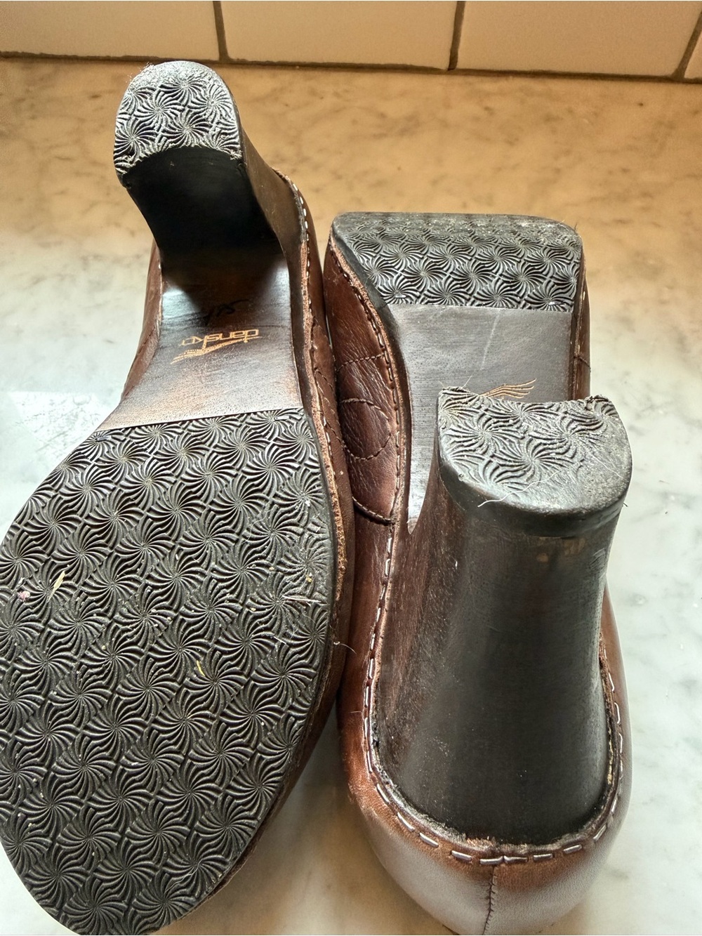 Dansko Brown Leather Lace-Up Mary Jane Heels - Picture 7 of 7